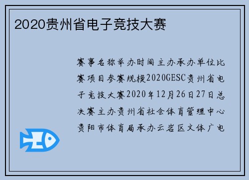 2020贵州省电子竞技大赛